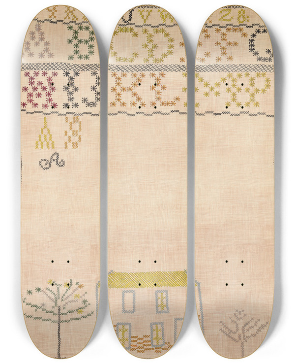 Triptych art skateboard deck of Arelia Arbo Sampler_2 by Arelia Arbo