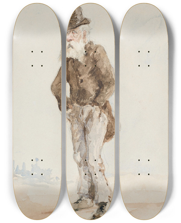 Triptych art skateboard deck of Henri De Toulouselautrec Un Dcav by Henri de Toulouse-Lautrec (1864-1901)