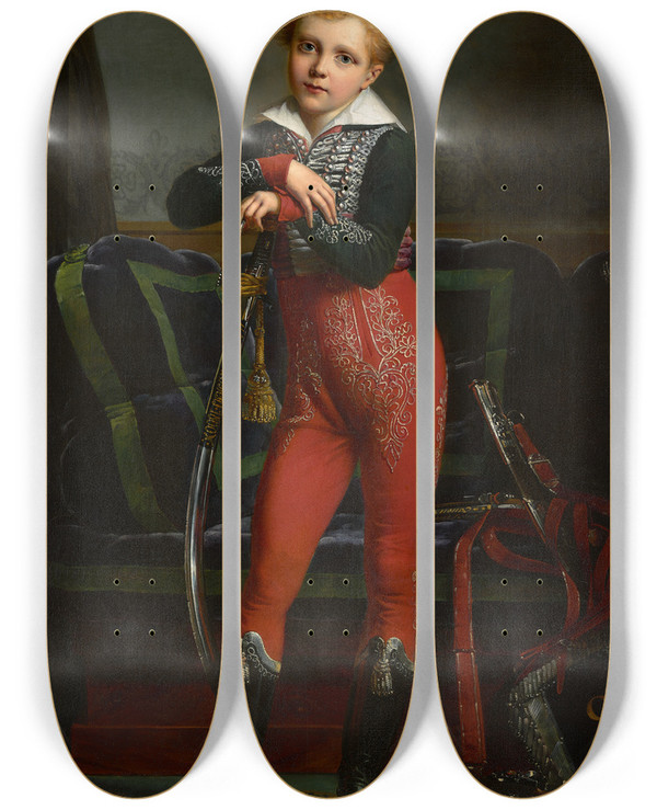 Triptych art skateboard deck of Alexandrejean Duboisdrahonet Portrait Of Achille Deban De Laborde by Alexandre-Jean Dubois-Drahonet (1791-1829)