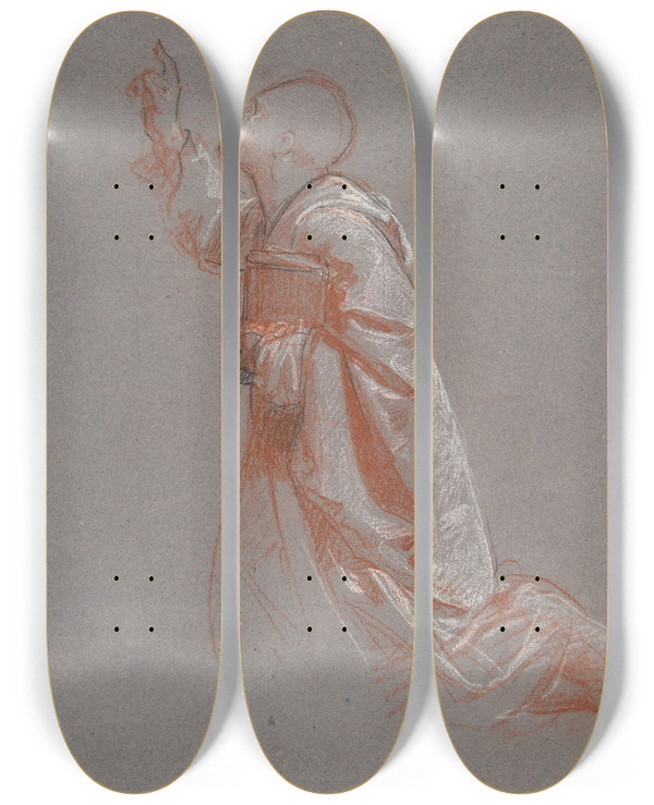 Triptych art skateboard deck of Isidore Pils Cleric_1 by Isidore Pils (1815-1875)