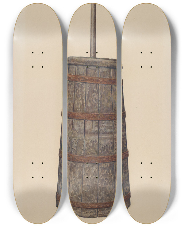Triptych art skateboard deck of Lelah Nelson Churn by Lelah Nelson