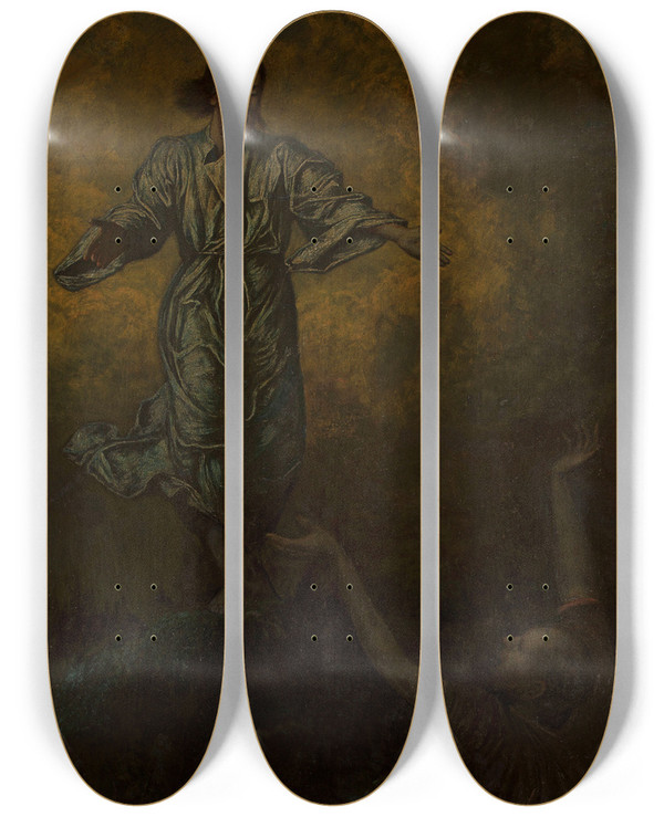 Triptych art skateboard deck of Hans Thoma Christ And Saint Peter by Hans Thoma (1839-1924)