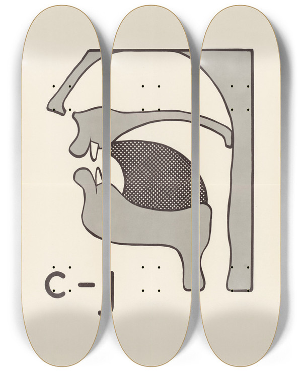 Triptych art skateboard deck of Us Information Agency Awa Language Poster by U S Information Agency (1953-1999)