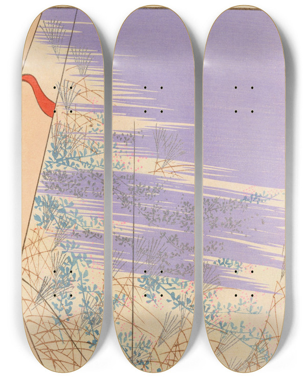 Triptych art skateboard deck of Seiko Ueno Yachigusa V 15 Pl13 by Seiko Ueno (19-20-)