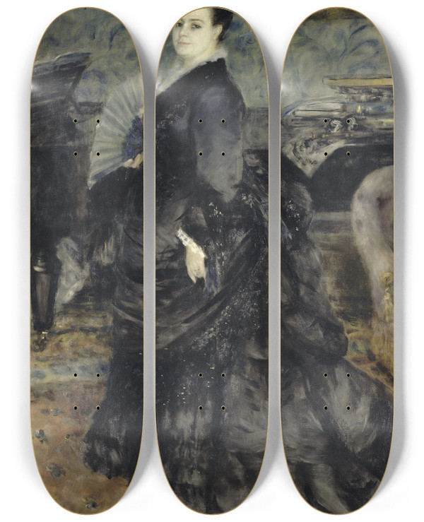 Triptych art skateboard deck of Pierreauguste Renoir Portrait Of A Woman Called Of Mme Georges Hartmann by Pierre-Auguste Renoir (1841-1919)