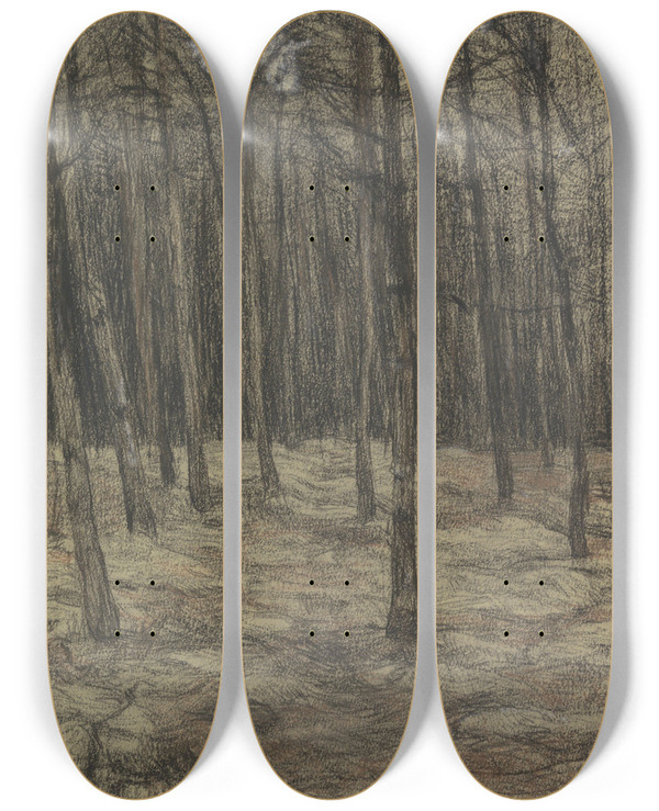 Triptych art skateboard deck of Jan Veth Boslandschap by Jan Veth (1864-1925)