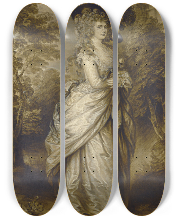 Triptych art skateboard deck of Gainsborough Dupont Georgianaduchess Of Devonshire by Gainsborough Dupont (1754-1797)