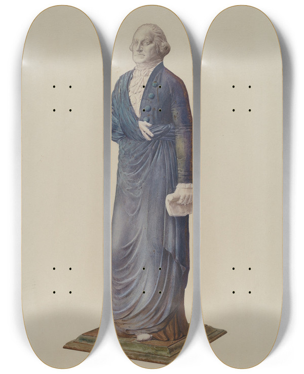 Triptych art skateboard deck of Zabelle Missirian Garden Figure George Washington by Zabelle Missirian