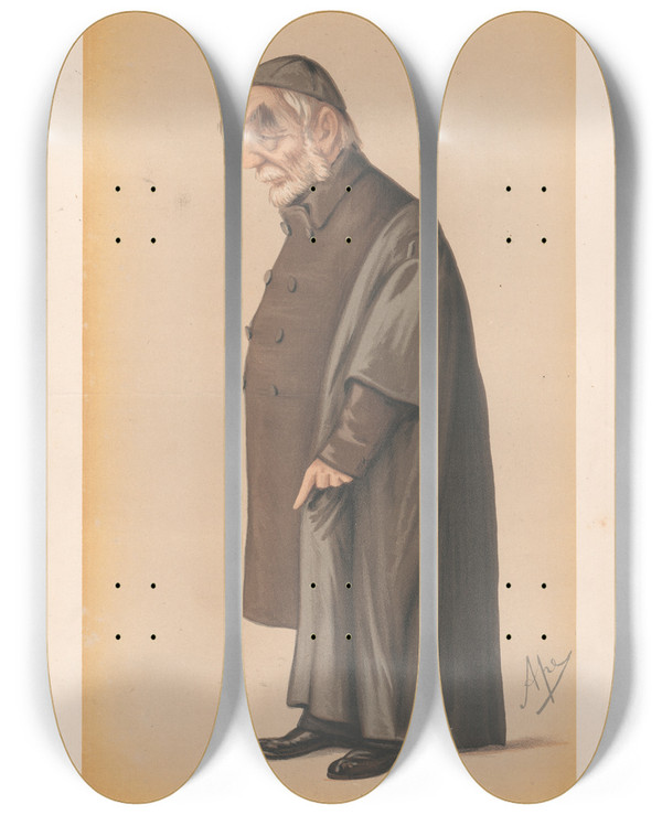 Triptych art skateboard deck of Carlo Pellegrini Clergy High Church Pusey 2 January 1875 by Carlo Pellegrini (1839-1889)