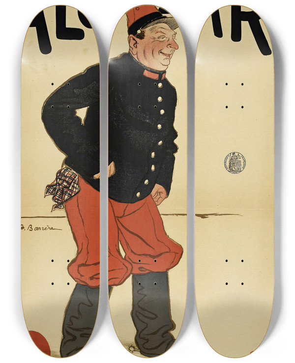 Triptych art skateboard deck of Adrien Barrre Alcazar Polin by Adrien Barrere (1874-1931)