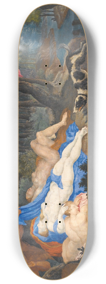 Flemish School - A Satyr Leering At Sleeping Nymphs 8.25 inch art skate deck