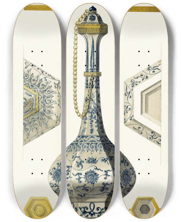 Triptych art skateboard deck of Fedor Grigoryevich Solntsev Farforovaia Suleia Tsarevicha Ioanna Ioannovicha by Fedor Grigoryevich Solntsev (1801-1892)