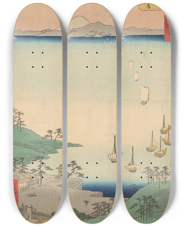 Triptych art skateboard deck of And Hiroshige Arai_1 by Ando Hiroshige (1797-1858)