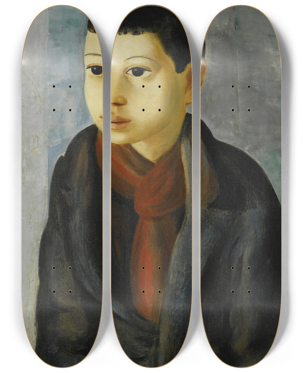 Triptych art skateboard deck of Mose Kisling Portrait Dun Jeune Garon by Moise Kisling (1891-1953)