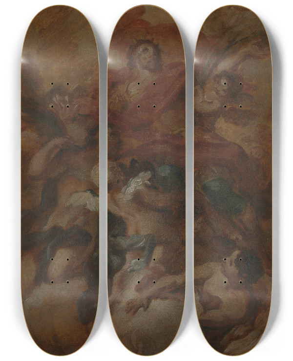Triptych art skateboard deck of Antonio Balestra The Glorification Of St Oswald by Antonio Balestra (1666-1740)