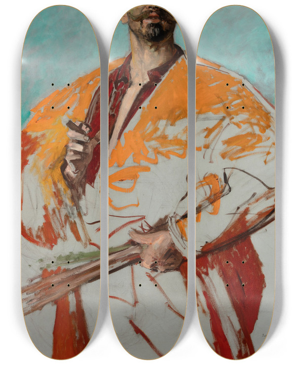 Triptych art skateboard deck of Jacek Malczewski Portrait Of Leon Wyczkowski by Jacek Malczewski (1854-1929)