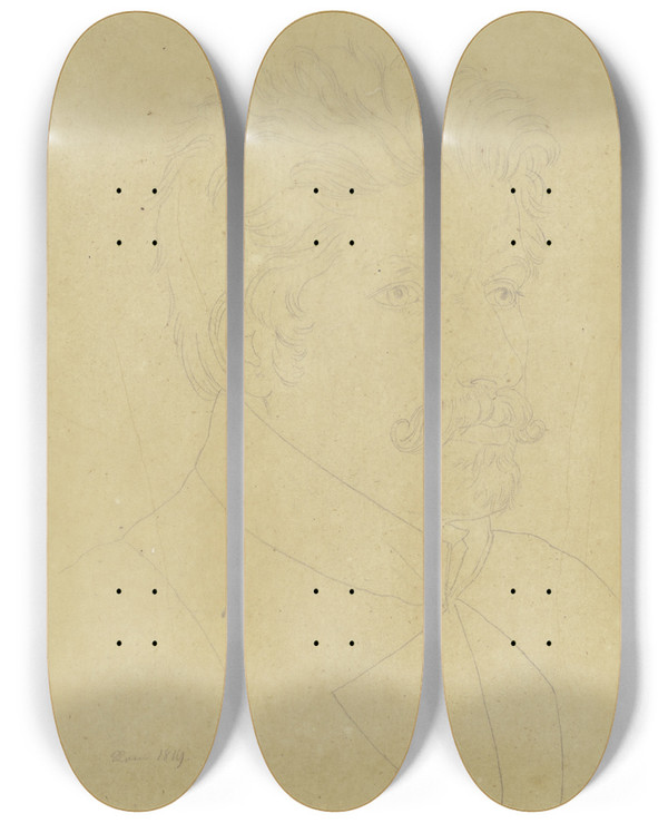 Triptych art skateboard deck of Karl Sandhaas Der Landschaftsmaler Helmsdorf Aus Magdeburg by Karl Sandhaas (1801-1859)