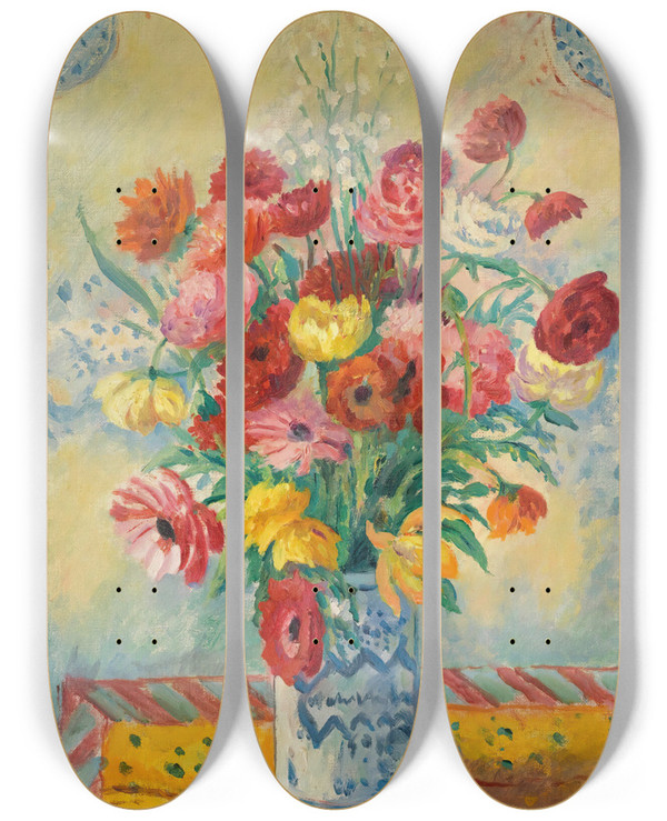 Triptych art skateboard deck of Henri Manguin Les Renoncules by Henri Manguin (1874-1949)