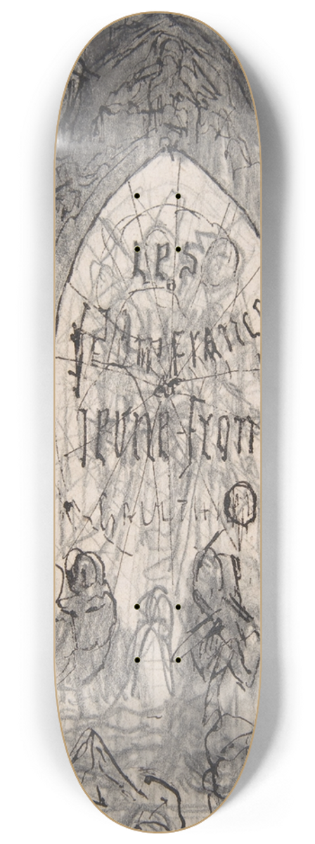 Flicien Rops - Study for frontispiece for Les Jeunes France by Theophile Gautier 8.25 inch art skate deck