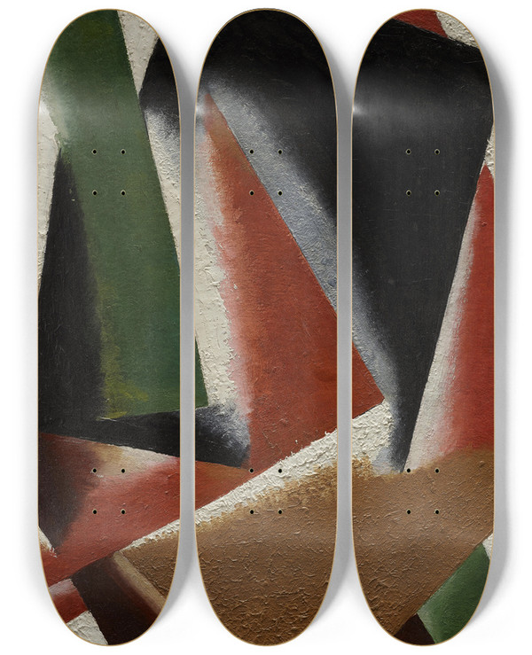 Triptych art skateboard deck of Lyubov Popova Painterly Architectonics by Lyubov Popova (1889-1924)