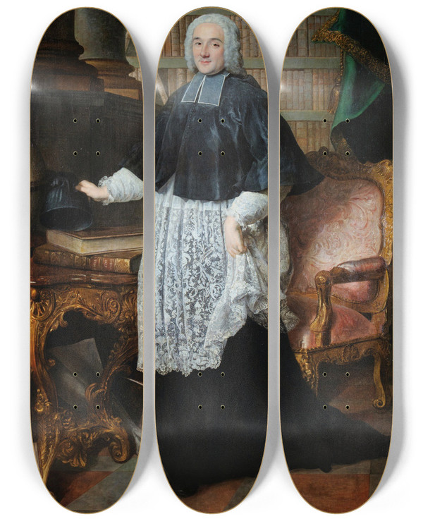Triptych art skateboard deck of Jacquesandrjoseph Aved Portrait Of The Abbot Dieudonn Chaumont De La Galaisire by Jacques-Andr-Joseph Aved (1702-1766)