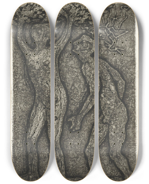 Triptych art skateboard deck of Yo Sugano Man En Vrouw In Grijs by Yo Sugano (20-)