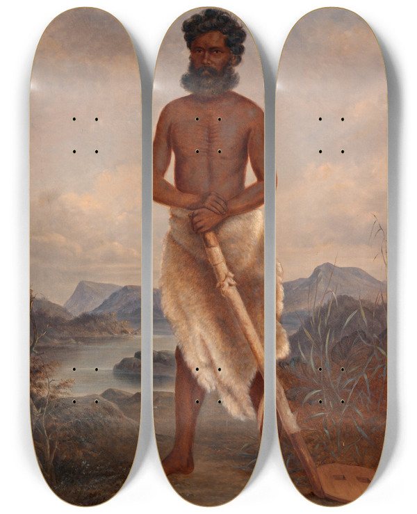 Triptych art skateboard deck of Antonio Zeno Shindler Australian Man by Antonio Zeno Shindler (1823-1899)