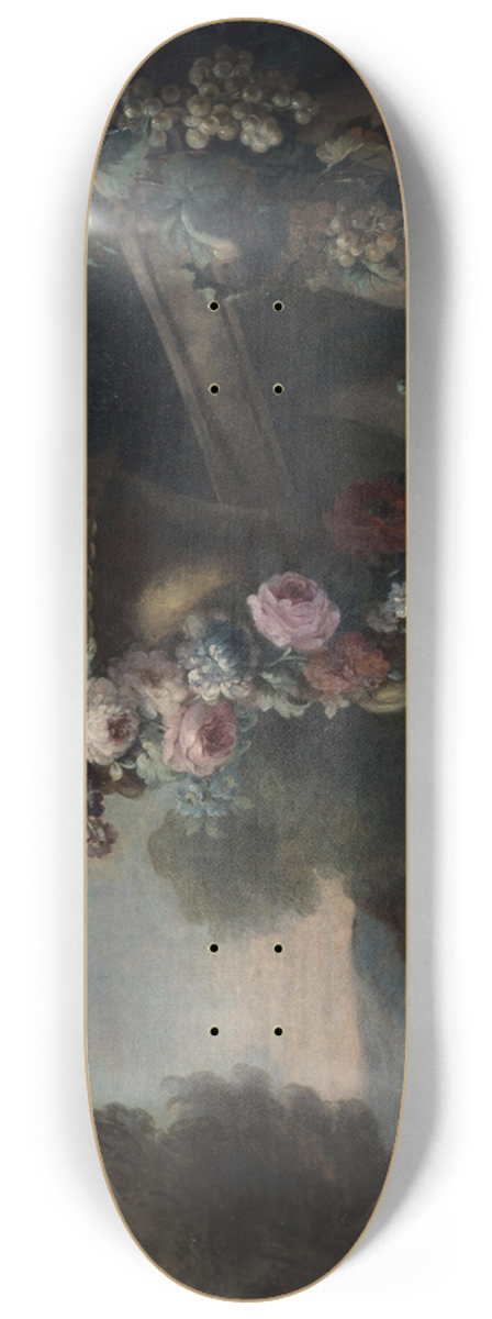 Flix Boutreux - Vase, fleurs, et fruits dans un paysage 8.25 inch art skate deck