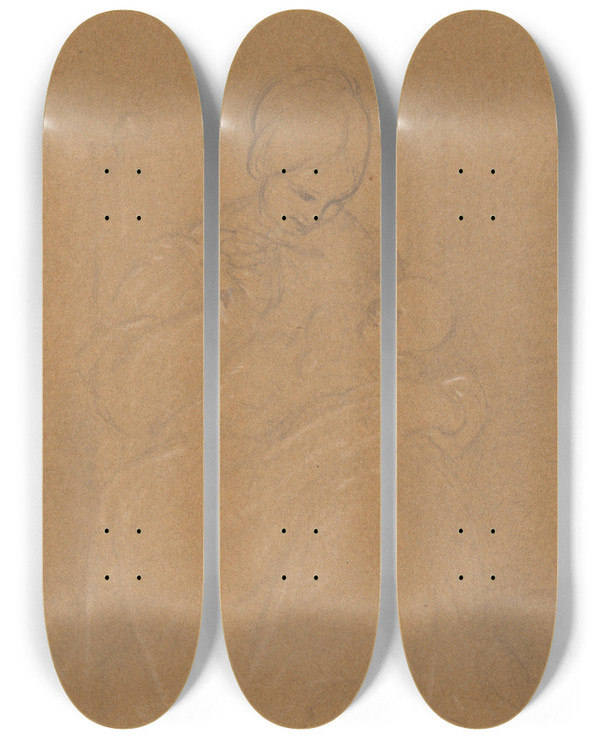 Triptych art skateboard deck of Robert Walter Weir Mother Andchild by Robert Walter Weir (1803-1889)