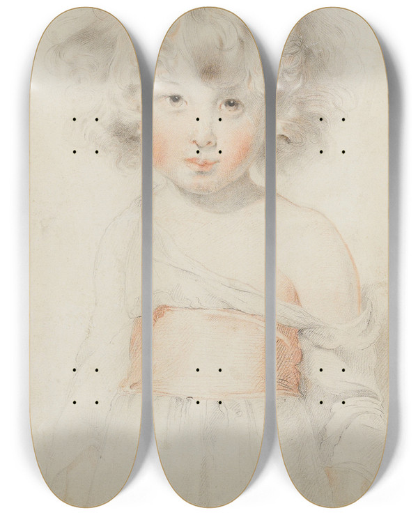 Triptych art skateboard deck of Sir Thomas Lawrence Portrait Of A Child by Sir Thomas Lawrence (1769-1830)