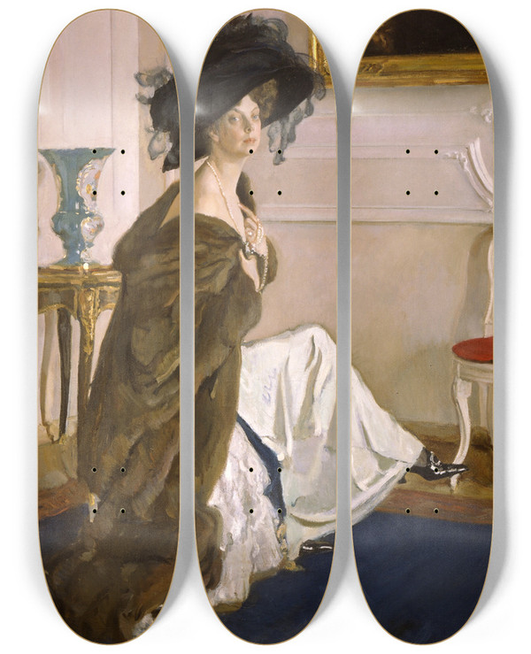 Triptych art skateboard deck of Valentin Alexandrovich Serov Portrait Of Princess Olga Orlova by Valentin Alexandrovich Serov (1865-1911)
