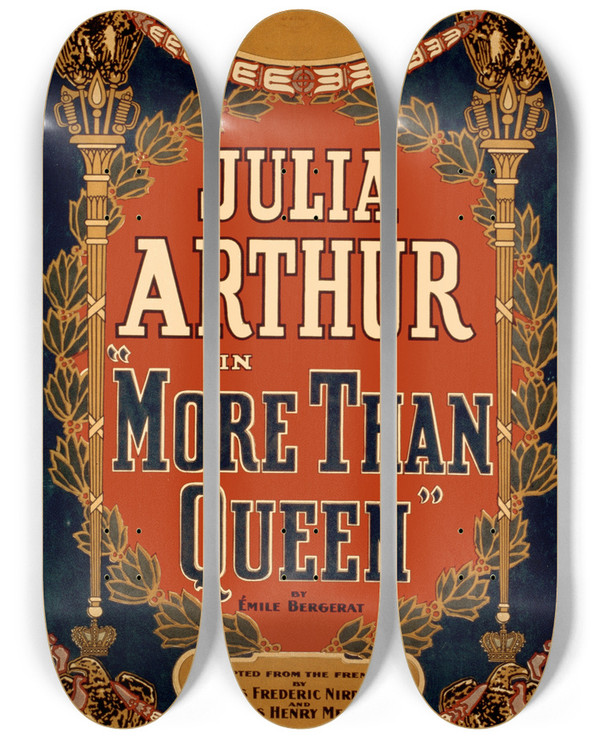 Triptych art skateboard deck of Strobridge And Co More Than Queen by Strobridge and Co (1910-1954)