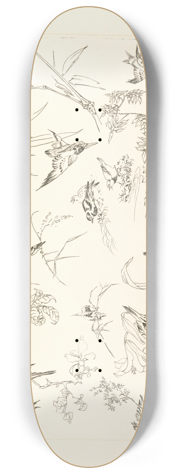 Flix Bracquemond - Oiseaux et fleurs japonais. 8.25 inch art skate deck