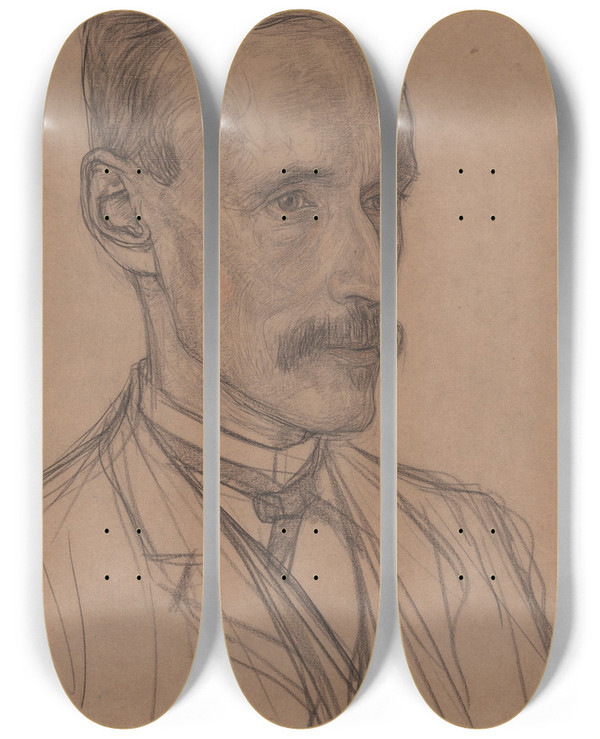 Triptych art skateboard deck of Jan Veth Portret Van Allard Pierson by Jan Veth (1864-1925)