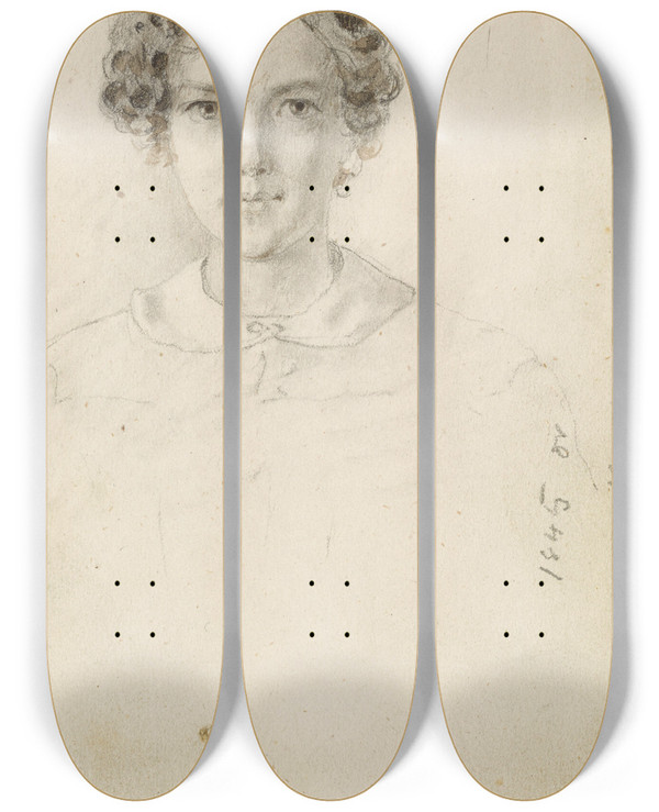 Triptych art skateboard deck of James Abbott Mcneill Whistler Portrait Of Whistler by James Abbott Mcneill Whistler (1834-1903)