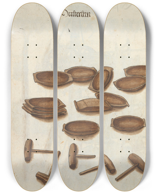 Triptych art skateboard deck of Jorg Kolderer Maximiliani Konig Zeughauss Pl48 by Jorg Kolderer (1465-1540)