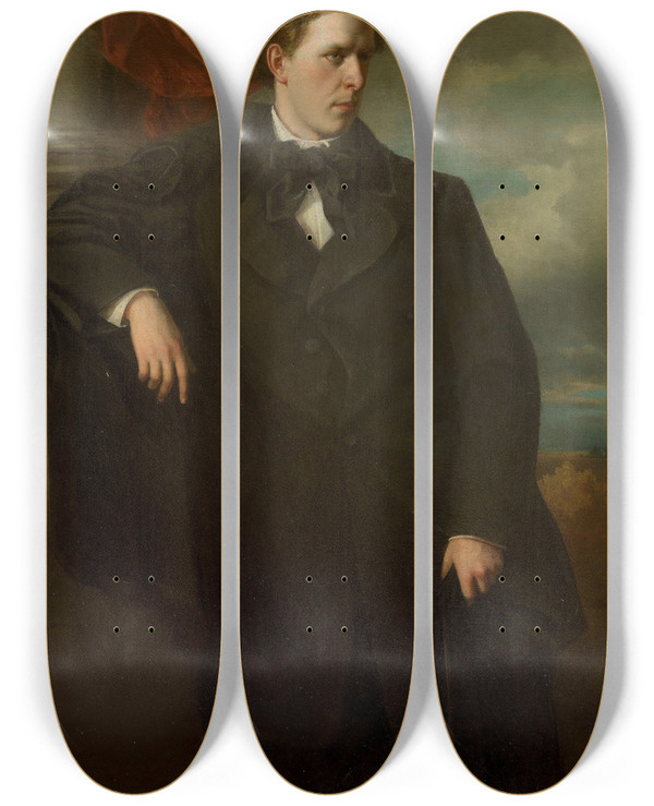 Triptych art skateboard deck of Friedrich Thelenrden Josef Lewinsky Burgtheaterschauspieler by Friedrich Thelen-Rden (1836)
