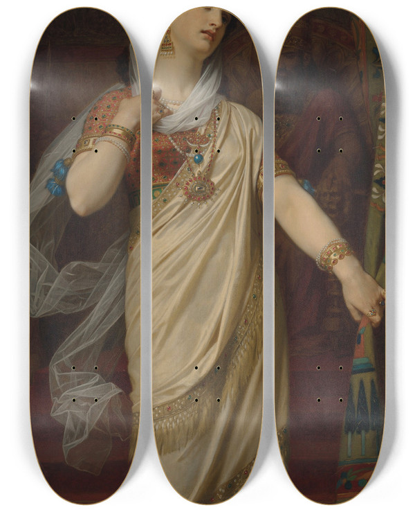 Triptych art skateboard deck of Hugues Merle Esther by Hugues Merle (1823-1881)