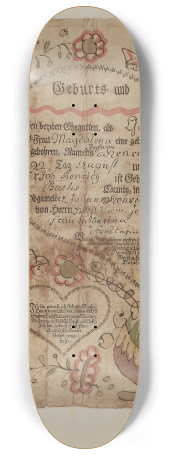 Albert Levone - Portion of Birth Certificate 8.25 inch art skate deck