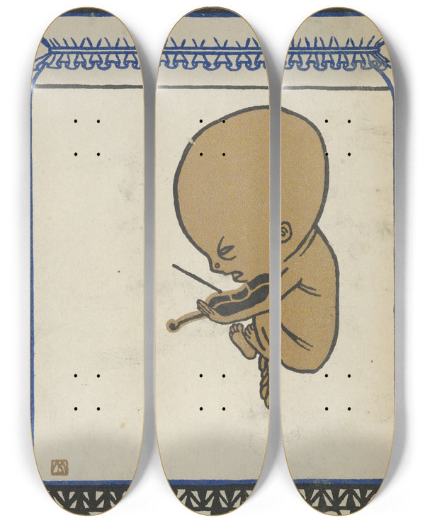 Triptych art skateboard deck of Moriz Jung Zoltan Toeroek Child Prodigy by Moriz Jung (1885-1915)