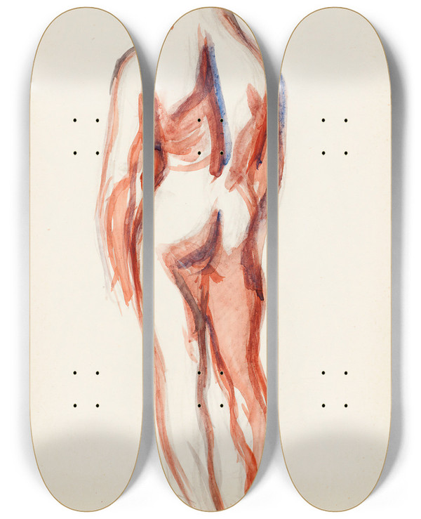 Triptych art skateboard deck of Magnus Enckell Selin Seisova Alaston Mies Luonnos by Magnus Enckell (1870-1925)