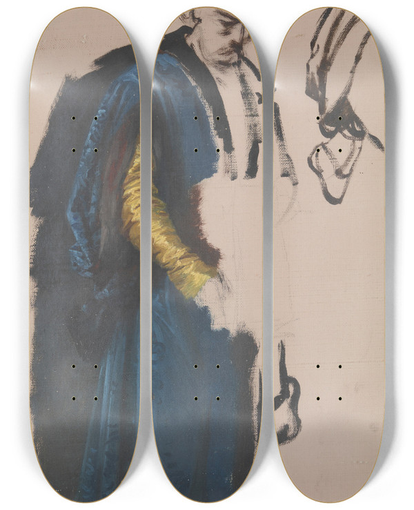Triptych art skateboard deck of Jzef Simmler Jako Of Tenczyn Study To The Painting The Oath Of Queen Jadwiga by Jozef Simmler (1823-1868)