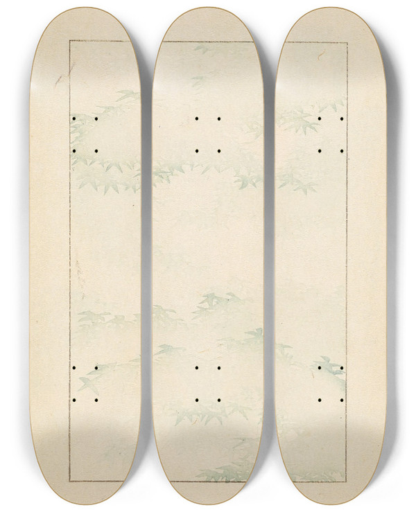 Triptych art skateboard deck of Korin Furuya Editor Bijutsukai Pl199 by Korin Furuya (Editor) (1875-1910)