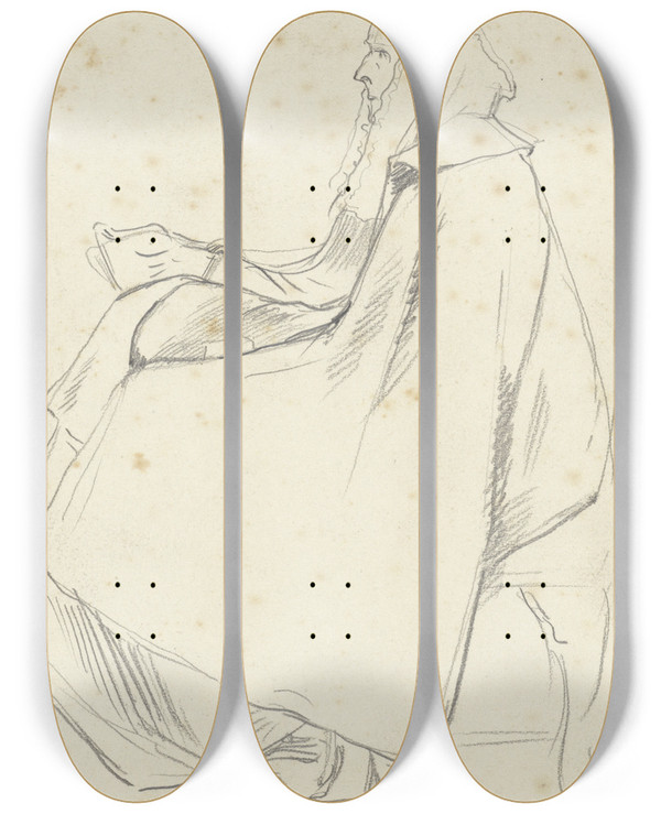 Triptych art skateboard deck of Richard Nicolas Roland Holst Zittende Vrouw Met Hoofddoek by Richard Nicolaus Roland Holst (1868-1938)