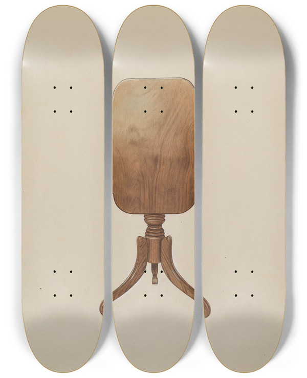 Triptych art skateboard deck of Henry Murphy Tilt Top Table by Henry Murphy