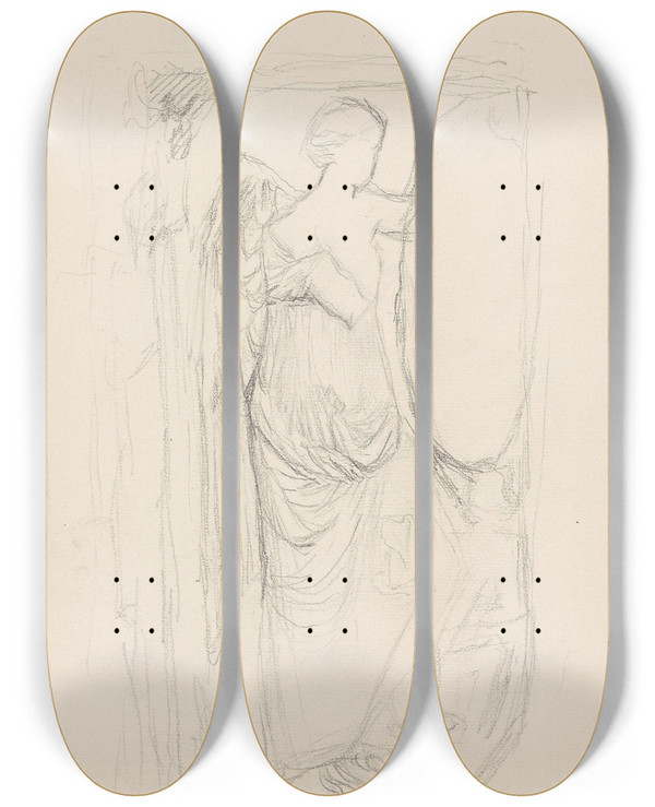 Triptych art skateboard deck of Signe Scheel Nike by Signe Scheel (1860-1942)