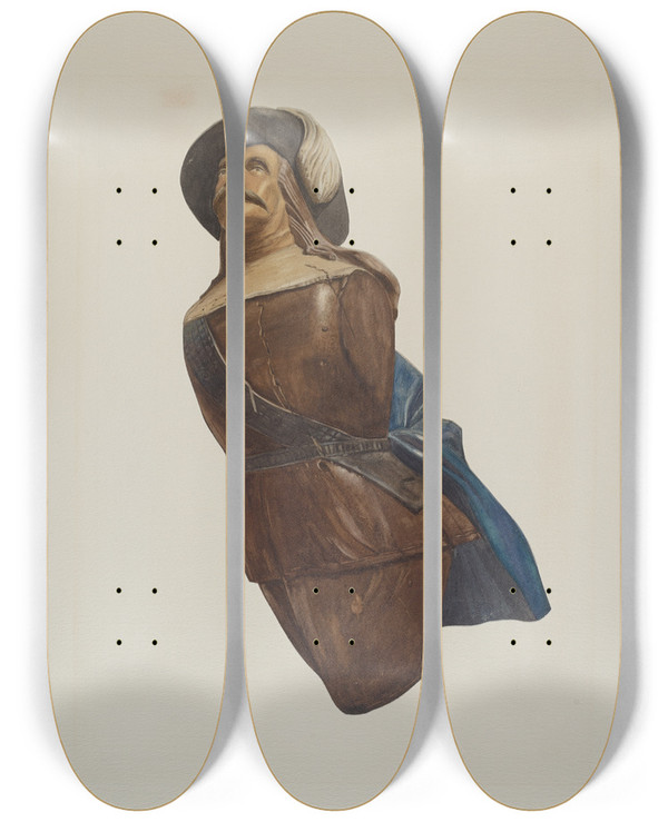 Triptych art skateboard deck of Lucille Chabot Figurehead by Lucille Chabot