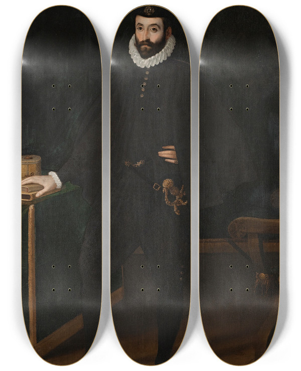 Triptych art skateboard deck of Sofonisba Anguissola Portrait Of Francesco I De Medici Grand Duke Of Tuscany 15411587 by Sofonisba Anguissola (1530-1625)