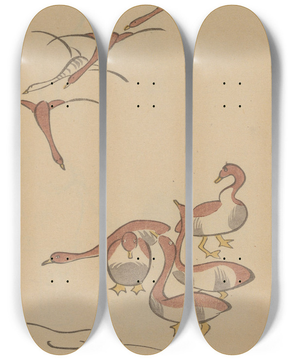 Triptych art skateboard deck of Masayoshi Kitao Choju Ryakugashiki Pl17 by Kitao Masayoshi (1764-1824)