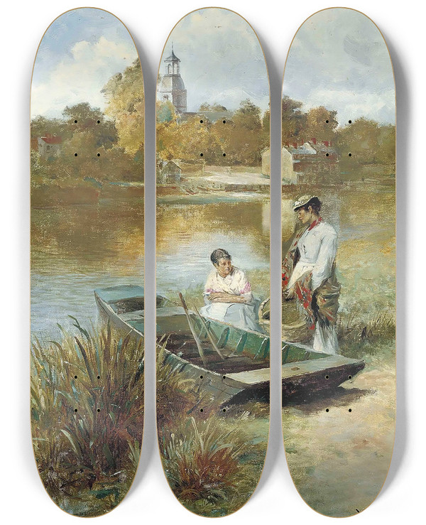 Triptych art skateboard deck of Henry John Yeend King Sunburyonthames by Henry John Yeend King (1855-1924)